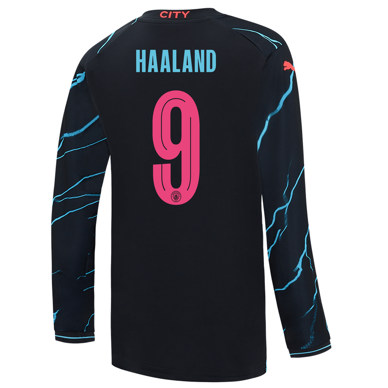 Kinder Manchester City 3. Trikot Langarm 2023/24 mit HAALAND 9 Aufdruck Official Man City Store
